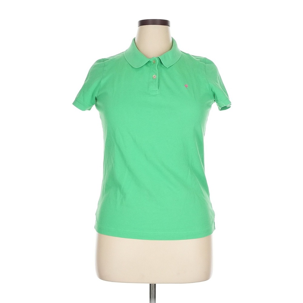 Lilly Pulitzer Womens Polo Shirt Green Short Sleeve Logo XL Made in Peru